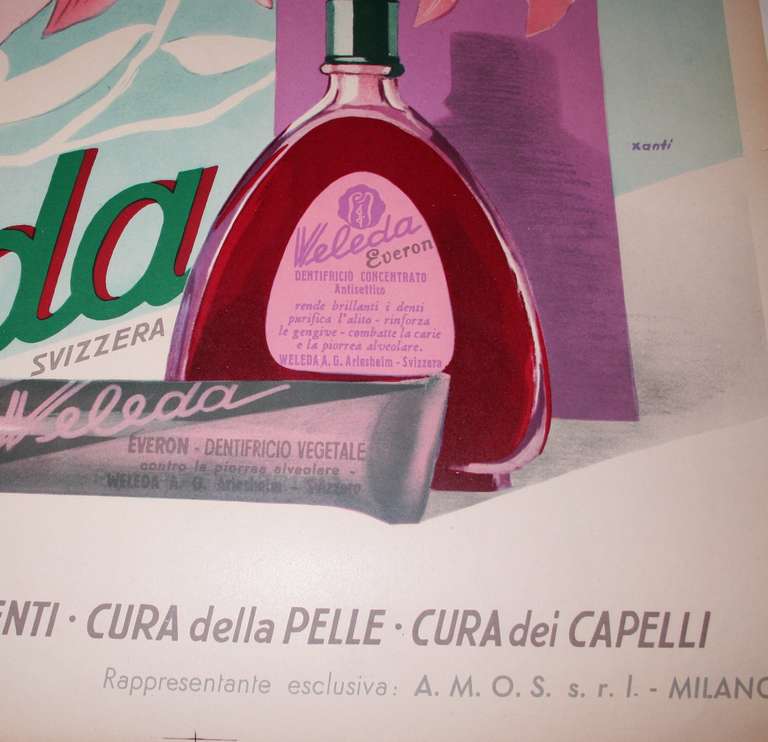 Mid-20th Century Italian Art Deco Period Toothpaste/Mouthwash Poster by Xanti, 1936