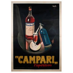 Antique Italian Futurist Period Liquor Poster by Marcello Nizzoli, 1926, Large Format