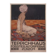 Antique Swiss Carpet Poster by Burkhardt Mangold, 1911