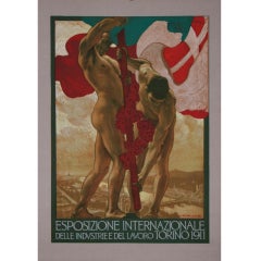 Italian Art Nouveau Period Small Format Exhibition Poster by Metlicovitz, 1911 2