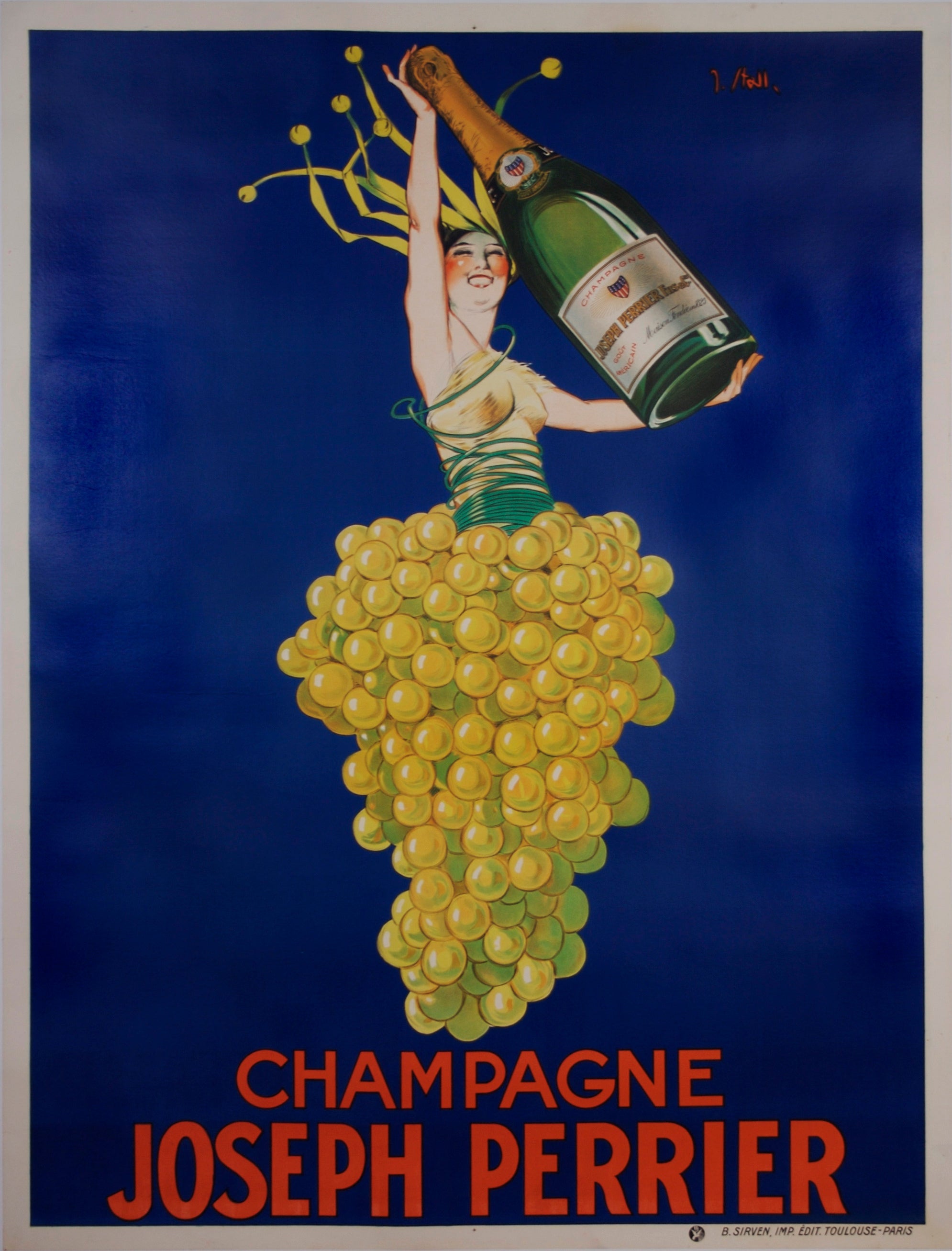 Original French Art Deco Period Champagne Poster by Stall