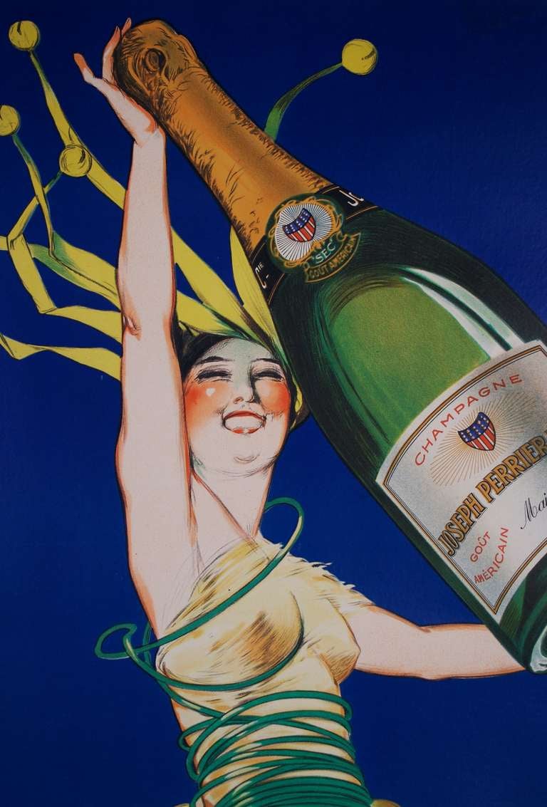Original French Art Deco Period Champagne Poster by Stall In Excellent Condition In Chicago, IL