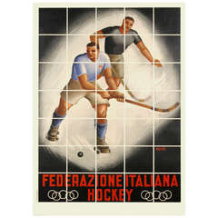 Vintage Italian Hockey Federation Poster by Barbi, circa 1940s 5