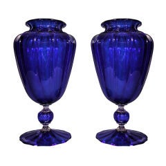 A Pair of Italian Cobalt Blue Vases, C. 1920