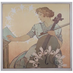 Antique Original Art Nouveau Period Poster by Alphonse Mucha, 1913