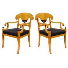 Antique Pair of Swedish Biedermeier Armchairs C. 1840