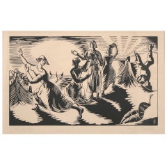 WPA Era Woodcut by Chicago Artist William Schwartz, 1931