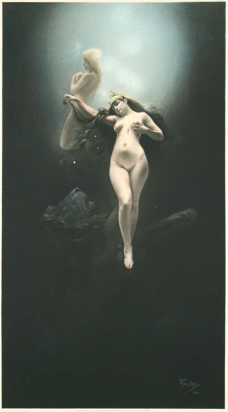 Français Paire de gravures allégoriques de Luis Falero Works du 19ème siècle