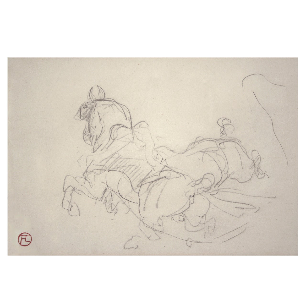 Original Pencil Drawing of Horses by Henri de Toulouse-Lautrec, 1881 For Sale