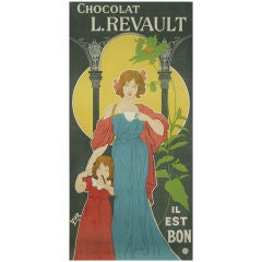 French Art Nouveau Period Chocolate Poster by Yor, circa 1890s