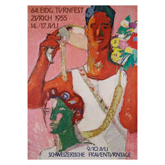Mid-Century Swiss Gymnastics Event Poster by Hans Falk, 1955 8