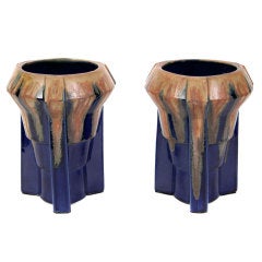 Pair of French Art Deco Period Ceramic Vases in the Style of Mougin