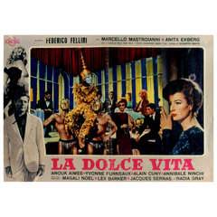 Vintage Rare Small Scale Italian Poster for Fellini's "La Dolce Vita, " 1964