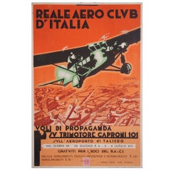 Antique Italian Futurist Aviation Poster by Alberto Mastroianni, 1935