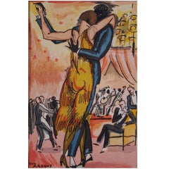 "Les Danseuse Eperdue, " Pochoir by Guy Arnoux, c. 1925