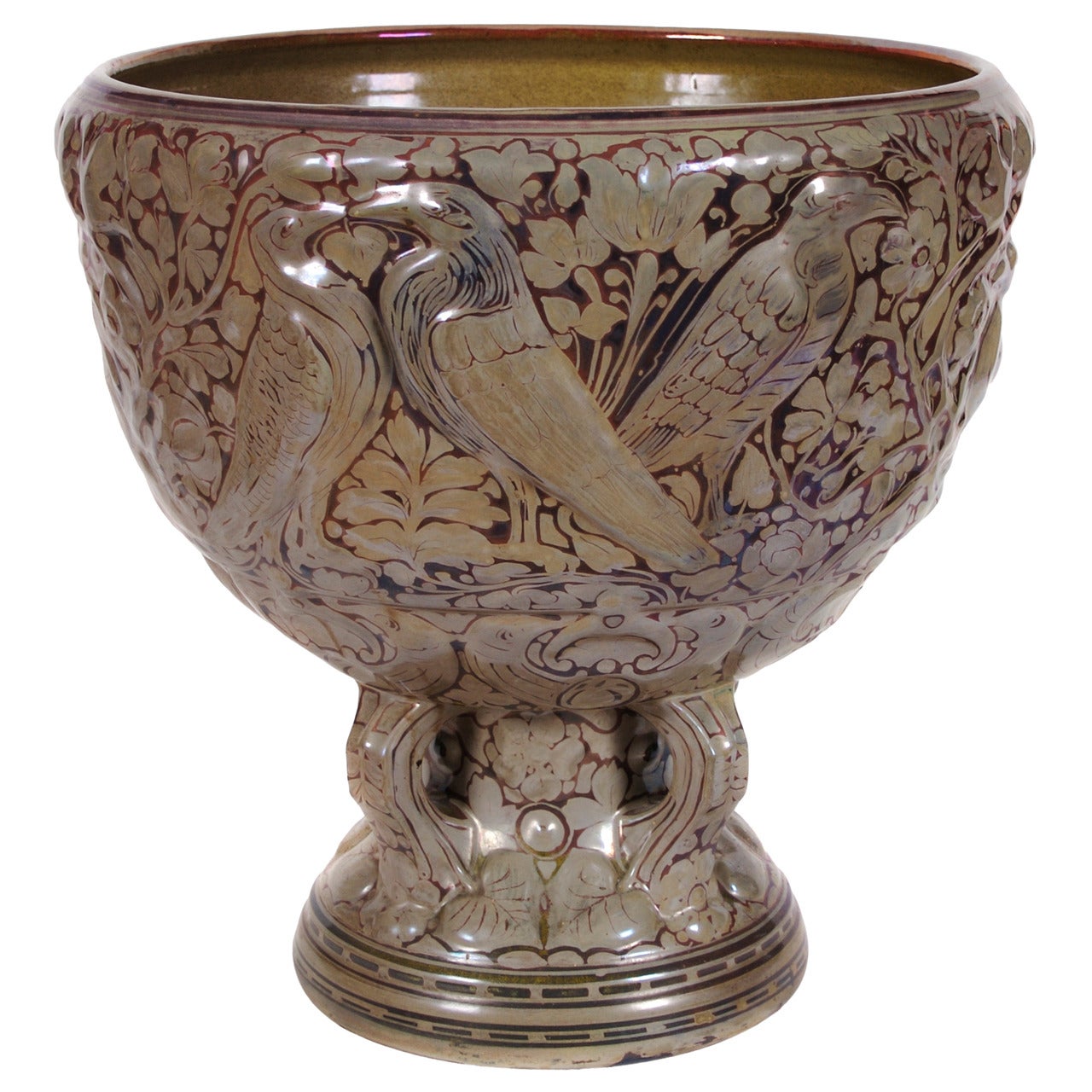 French Ceramic Jardiniere in the Style of Clement Massier, Early 20th Century For Sale