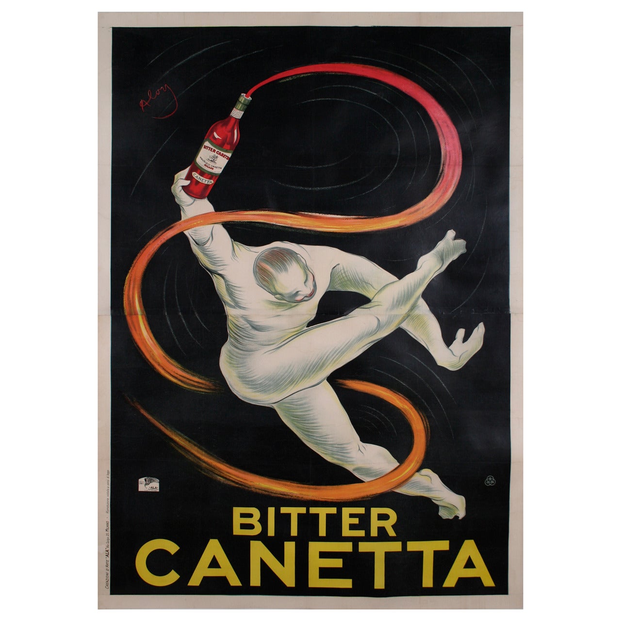 "Bitter Canetta, " an Italian Art Deco Period Liquor Poster by Roberto Aloy, 1925 For Sale