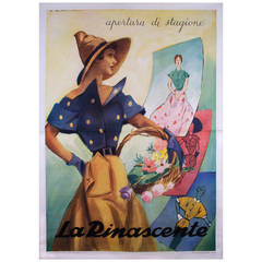 Mid-Century Italian Fashion Poster by Marcello Dudovich, 1950 6