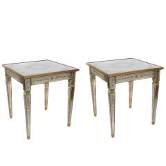 A Pair of Mirrored Silver Leaf Game Tables A Pair of Mirrored Silver Leaf Game Tables