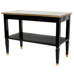 Mirrored Black Lacquered Side Table in the Style of Maison Jansen, circa 1940s 5