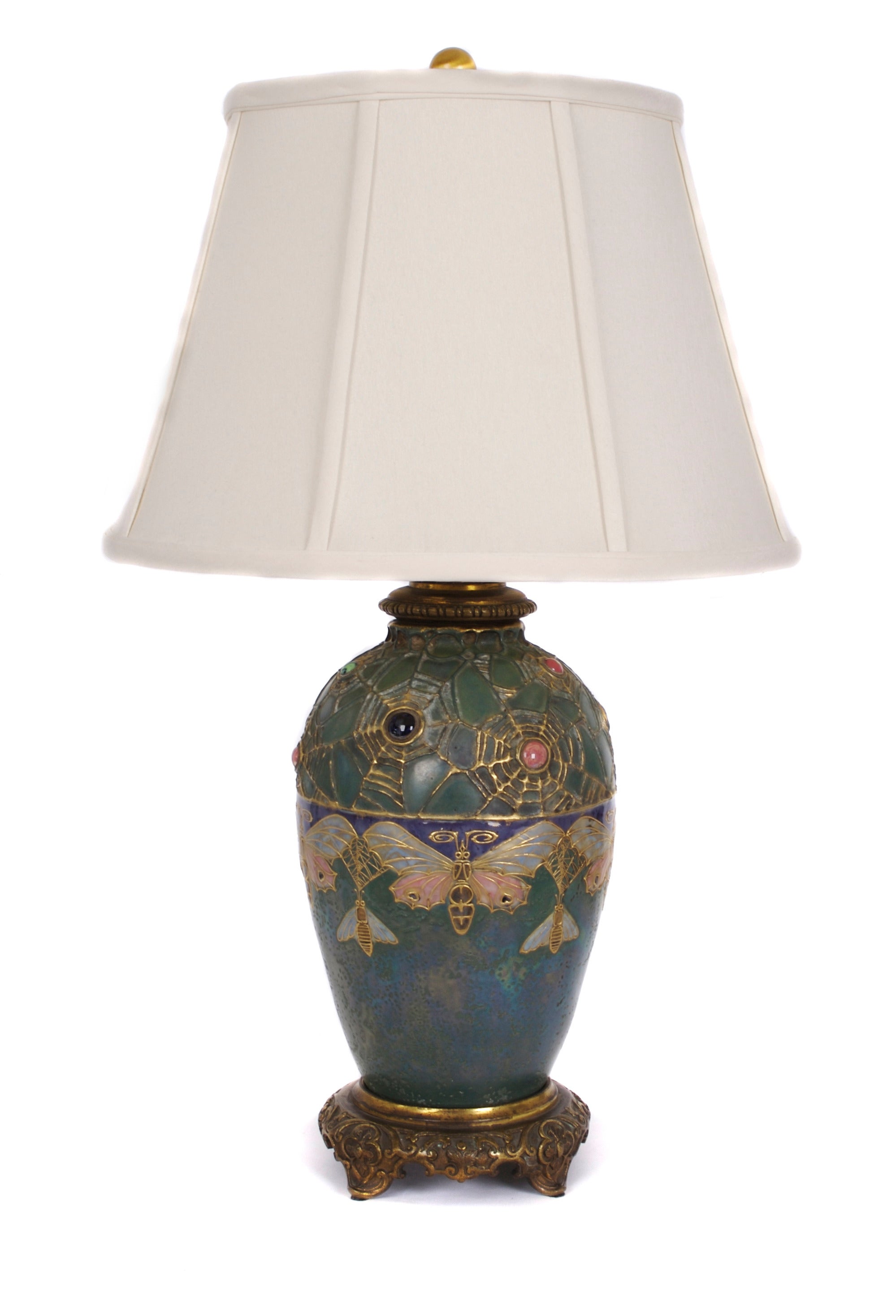 Austrian Art Nouveau Table Lamp with Converted Amphora Vase, circa 1900 For Sale