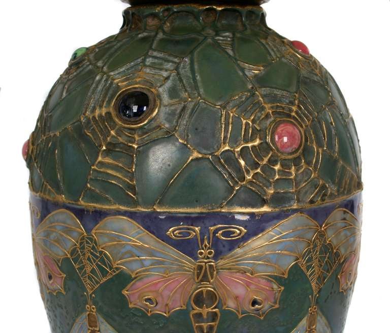 Austrian Art Nouveau Table Lamp with Converted Amphora Vase, circa 1900 In Excellent Condition For Sale In Chicago, IL