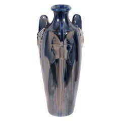 French Art Nouveau Period Ceramic Butterfly Vase by Jean Leclerc, circa 1900 7