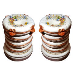 Pair of Late 19th Century French Faience Garden Stools