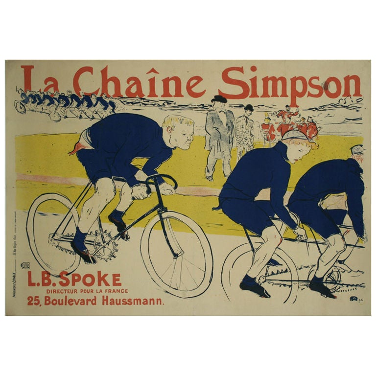 "La Chaine Simpson, " Rare Belle Epoque Period Poster by Toulouse-Lautrec, 1896