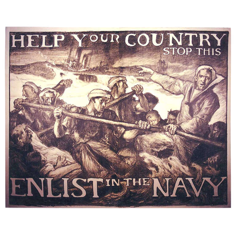 World War I Us Navy Recruitment Poster by Frank Brangwyn, 1917 at 1stdibs