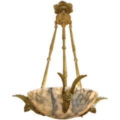 Empire style gilt bronze and marble chandelier