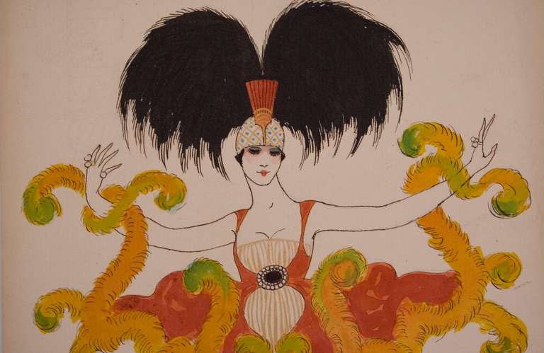 Spectacular French Art Deco Costume Design by George Barbier, c. 1920