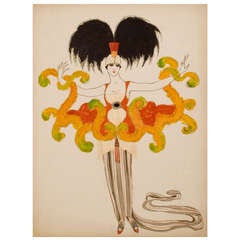 Spectacular French Art Deco Costume Design by George Barbier, c. 1920