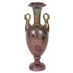 French Art Nouveau Period Ceramic "Swan Vase" by Clement Massier, c. 1900
