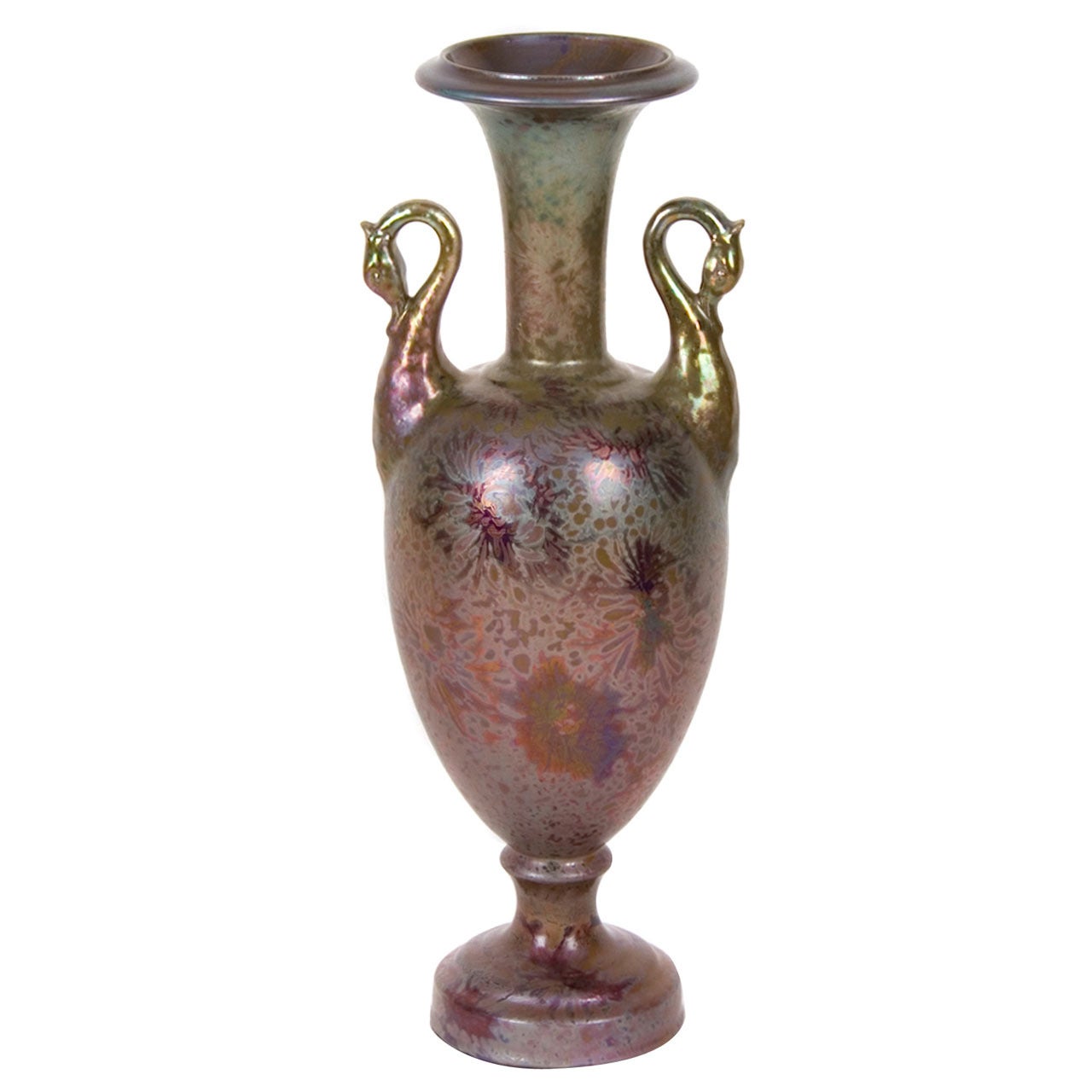 French Art Nouveau Period Ceramic "Swan Vase" by Clement Massier, c. 1900