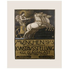 Stunning Munich Secessionist Poster by Franz von Stuck, 1913