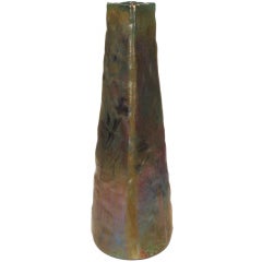 Very Tall Ceramic Art Nouveau Period Four Sided Vase by Clement Massier, c. 1900 5