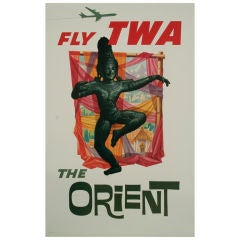 Vintage TWA Travel Poster by David Klein