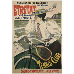 French Turn of the Century Tennis Club Poster by Ferdinand Lunel, 1896