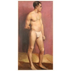 Oil on Canvas Male Figure Study by Thomas Casilear Cole