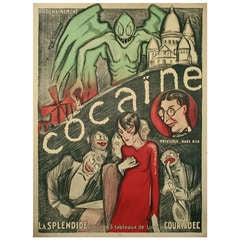 "Cocaine, " a French Art Deco Period Theater Poster by Gaillard, c. 1925