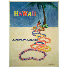 "Hawaii, " a Retro American Airlines Travel Poster by John Fernie, circa 1955