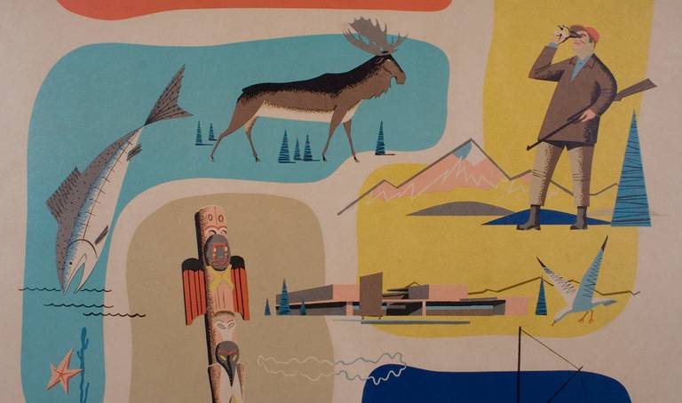 Vintage Alaska Airlines Travel Poster, 1960s