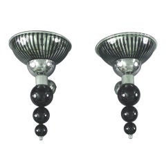 Pair of Vintage Italian Silvered Glass Sconces by Aureliano Toso, circa 1970s