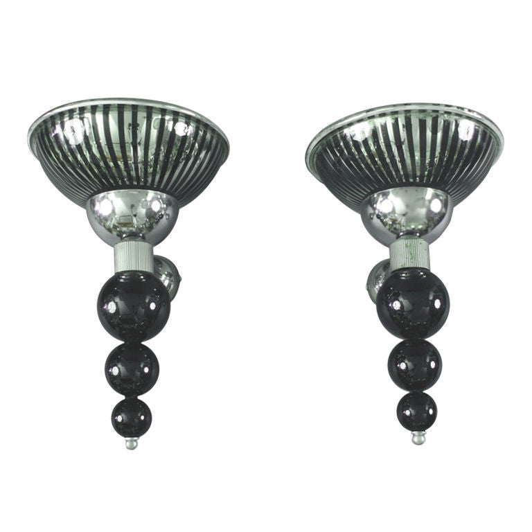 Pair of Vintage Italian Silvered Glass Sconces by Aureliano Toso, circa 1970s For Sale