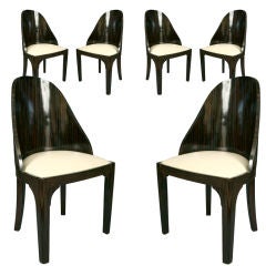 Set of Six South American Art Deco Style Spoonback Chairs