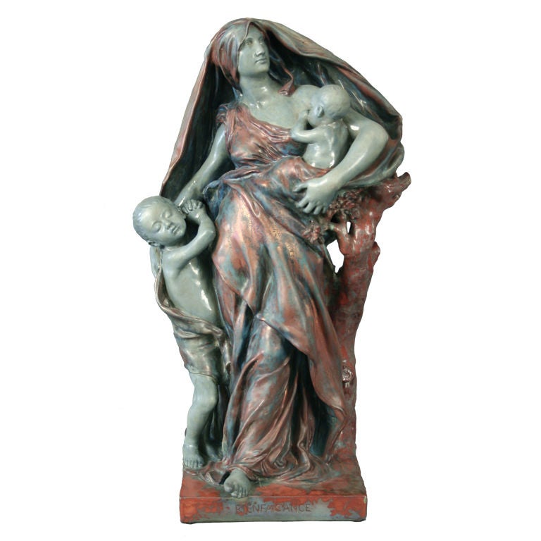 Ceramic Sculpture by Eugene Delaplanche for E. Muller, c. 1880's For Sale