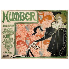 French Art Nouveau Period Bicycle Poster by Louis Oury, 1900