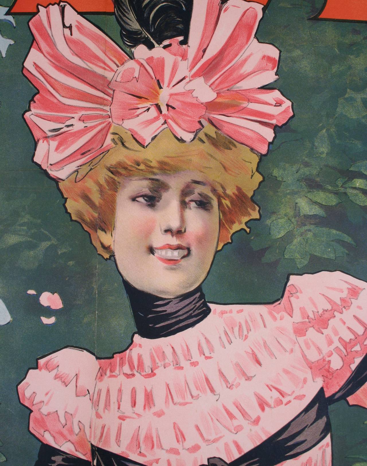 Large Italian Art Nouveau Period Fashion Poster by Aleardo Villa, 1899