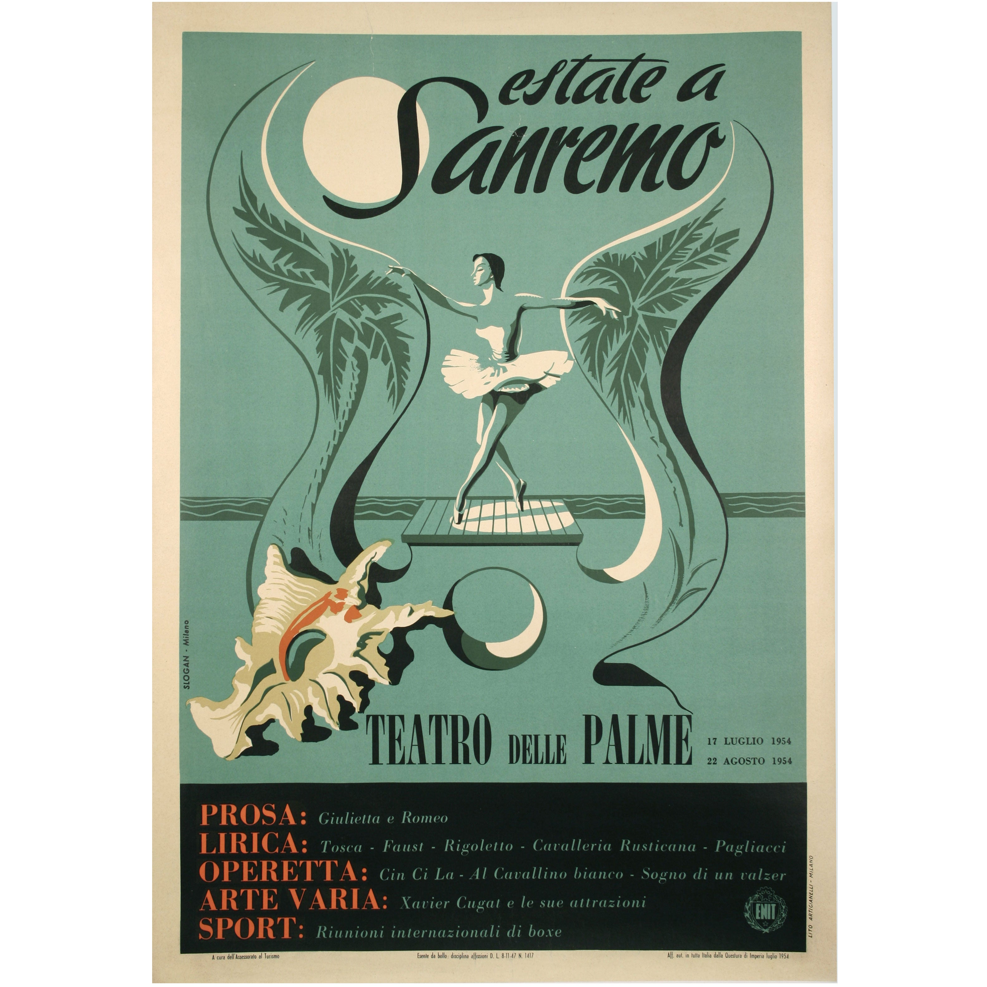 Italian Mid-20th Century Festival Poster, 1954 For Sale